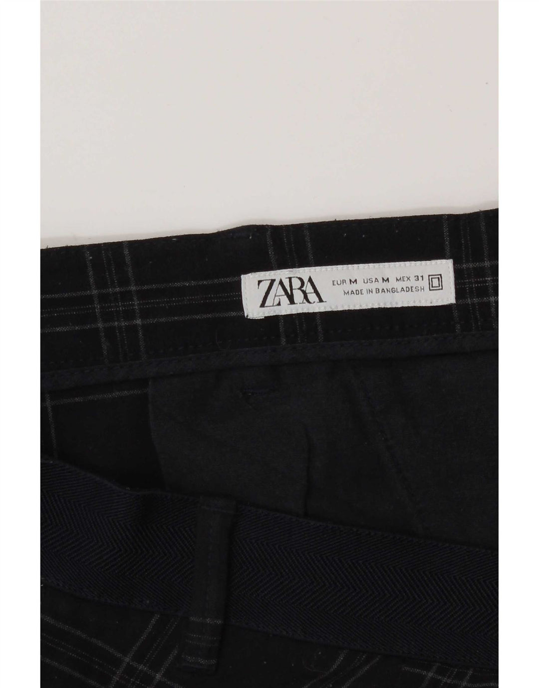 Zara Dame Slim Chino Bukser Medium W31 L29 Marineblå Ternet polyester