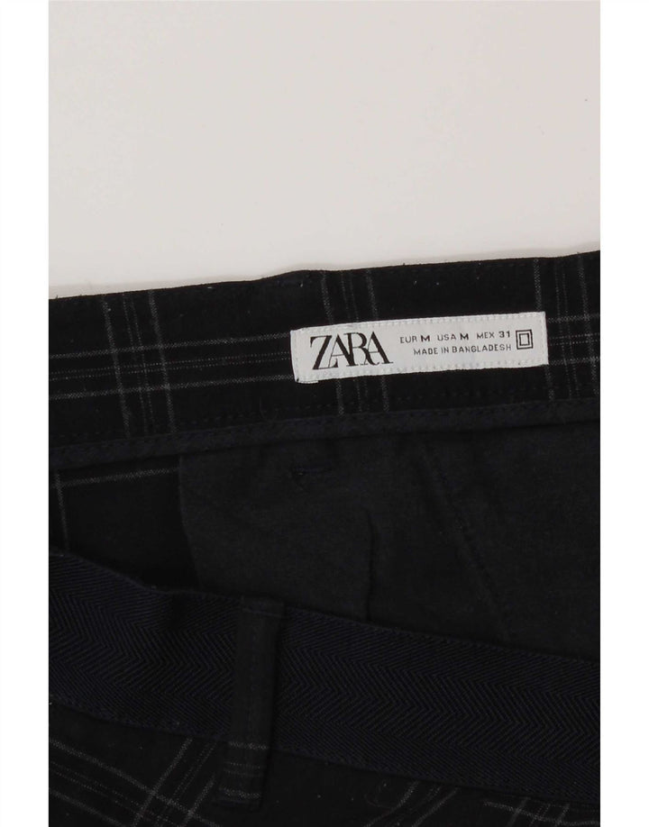 Zara Dame Slim Chino Bukser Medium W31 L29 Marineblå Ternet polyester