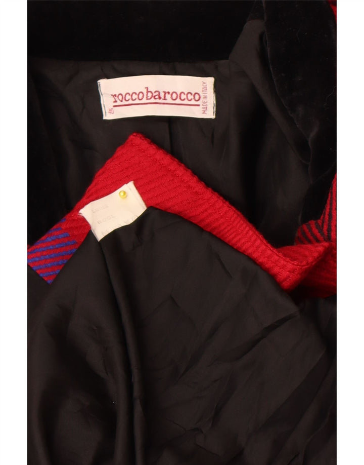 Roccobarocco Dame Oversized Overfrakke UK 10 Lille rødstribet uld