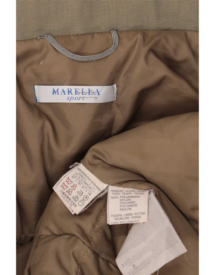 Marella Dame Hætte Oversized Polstret Frakke UK 8 Small Khaki Polyamid