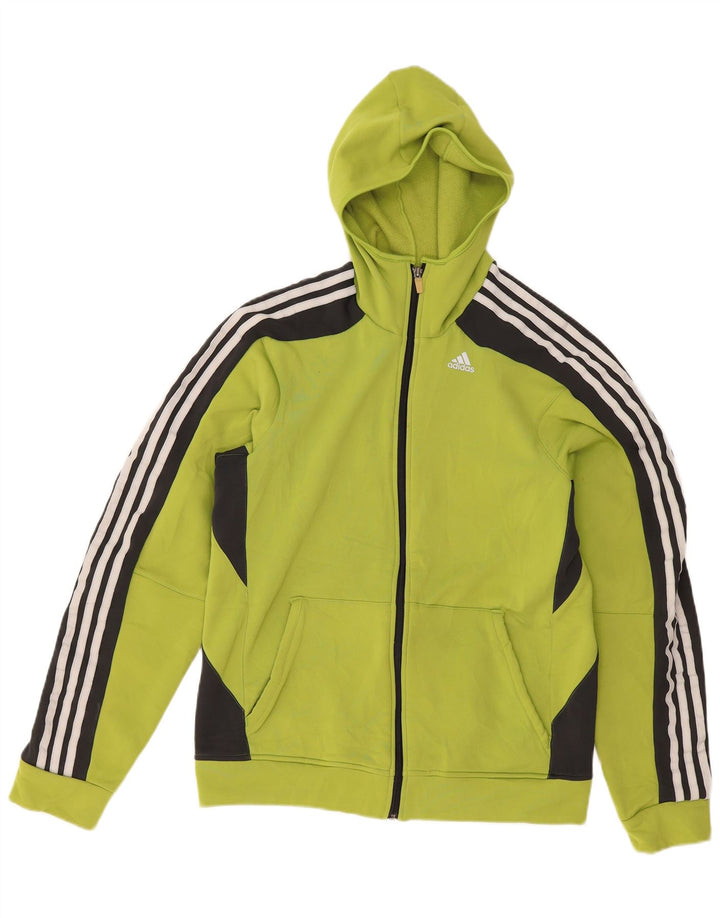 ADIDAS Mens Zip Hoodie Sweater Medium Green Colourblock Polyester