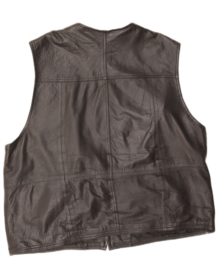 Lindbergh Mens Leather Utility Gilet UK 44 2XL Sort