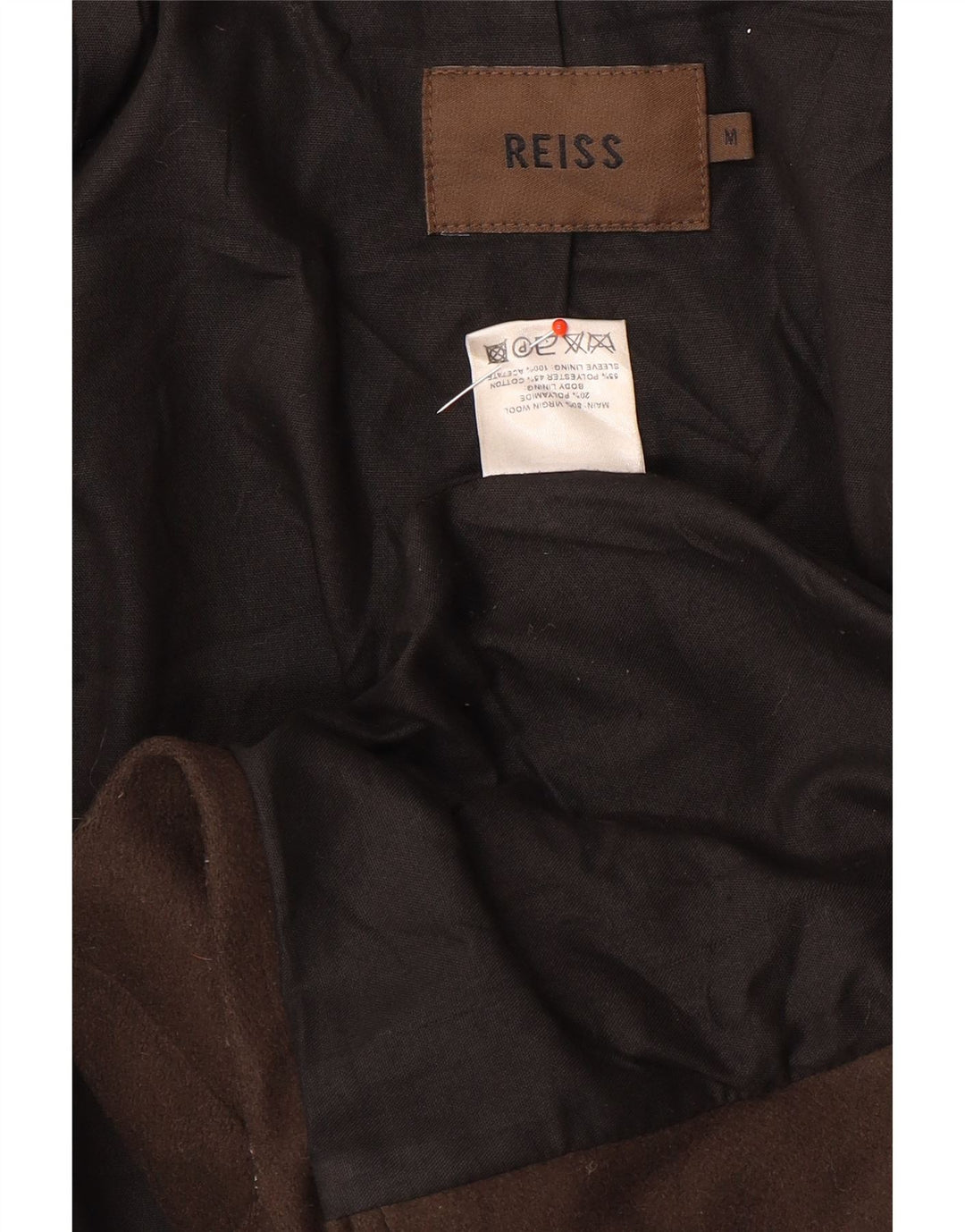 Reiss Herre Overfrakke UK 38 Medium Brun Uld
