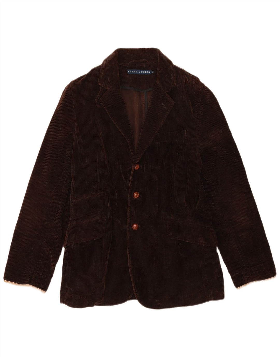 Ralph Lauren Dame 3 Button Blazer Jacket US 10 Large Brown Colourblock