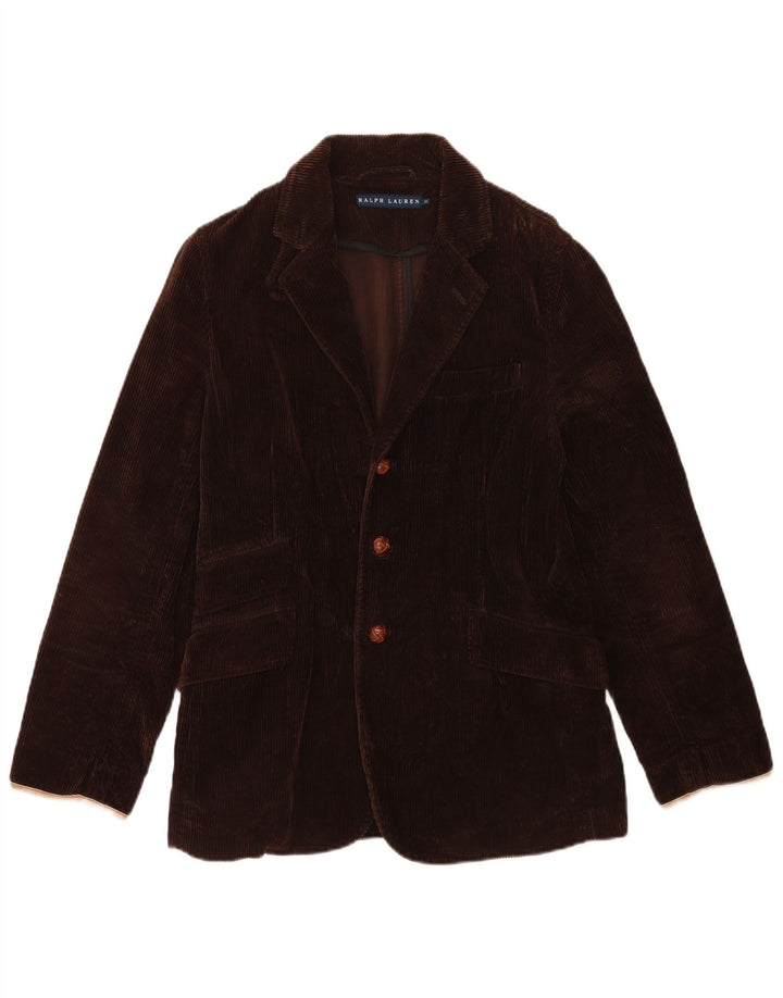 Ralph Lauren Dame 3 Button Blazer Jacket US 10 Large Brown Colourblock