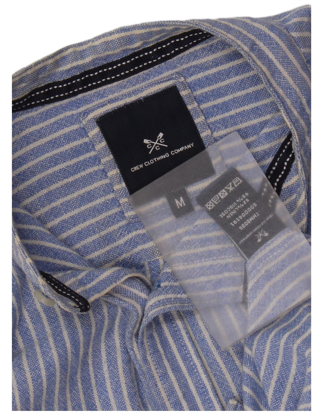 Crew Clothing Herreskjorte Medium Blue Pinstripe Linen