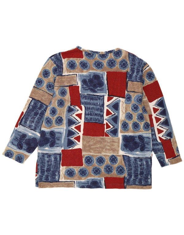 Vintage dametop langærmet EU 44/46 XL flerfarvet patchwork