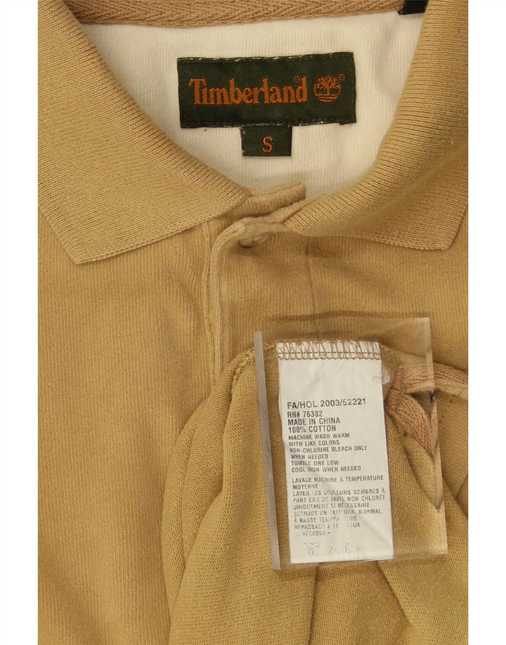 TIMBERLAND Mens Long Sleeve Polo Shirt Small Beige Cotton Vintage Timberland and Second-Hand Timberland from Messina Hembry 
