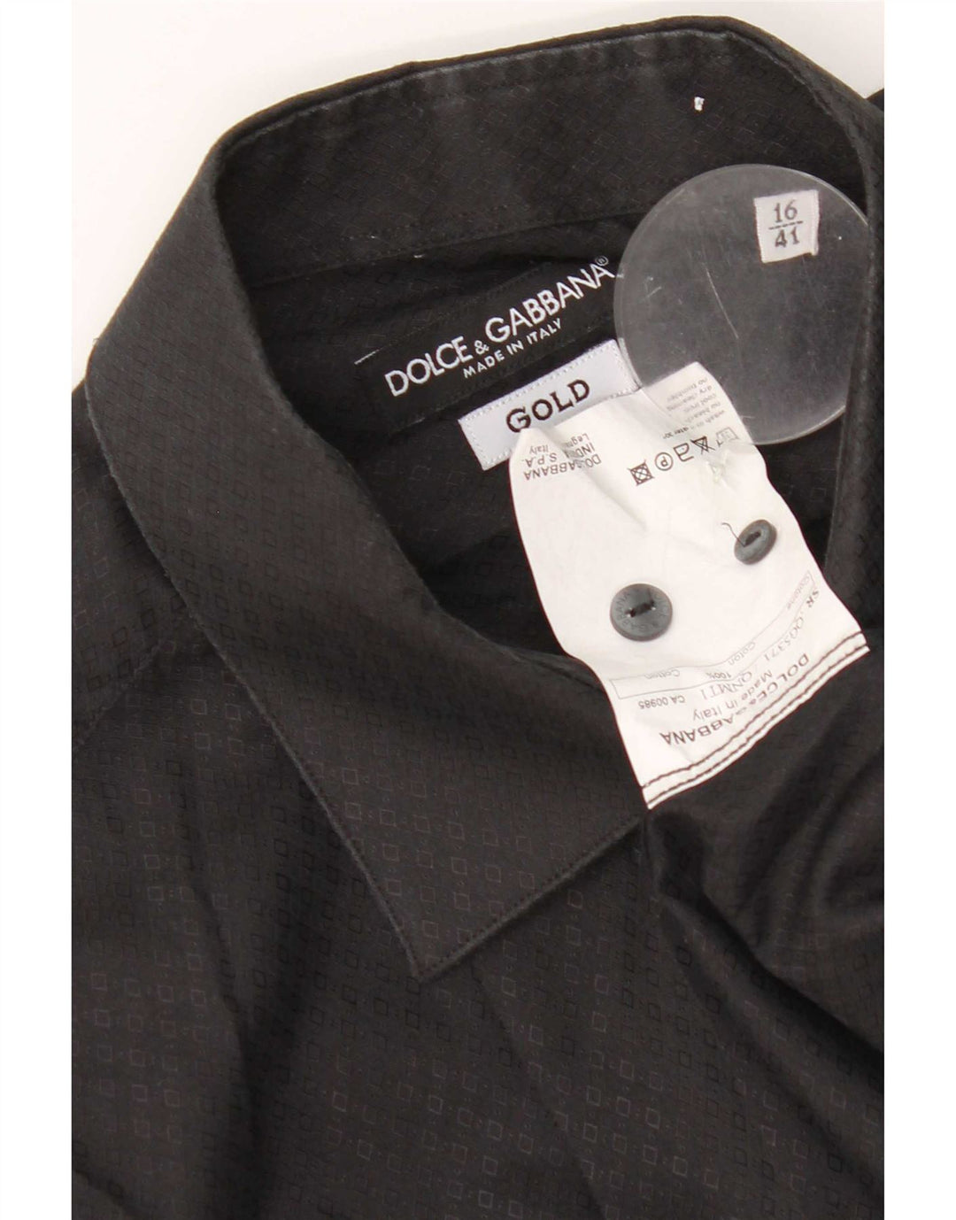 Dolce & Gabbana herreskjorte str. 41 16 Stor sort geometrisk bomuld