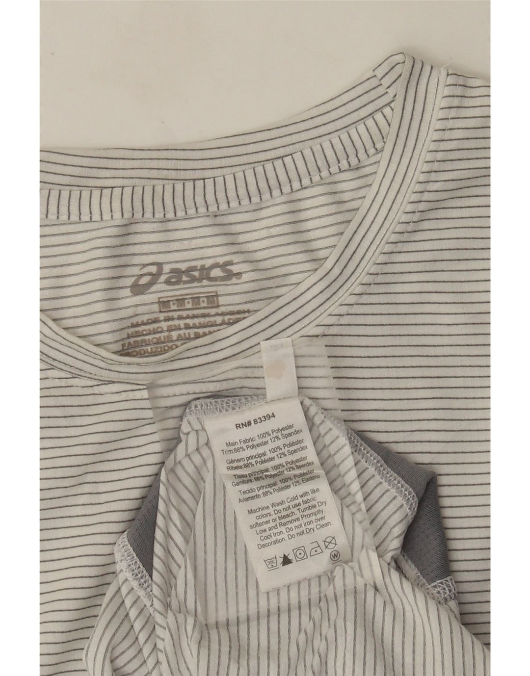 Asics Herre T-Shirt Top Medium White Pinstripe Polyester
