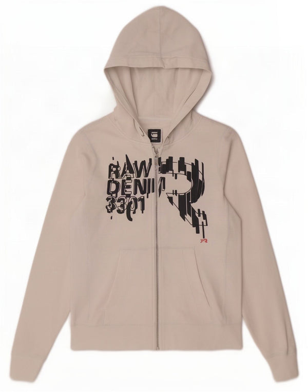 G-Star Dame Grafisk Hættetrøje Sweater UK 10 Small White Bomuld