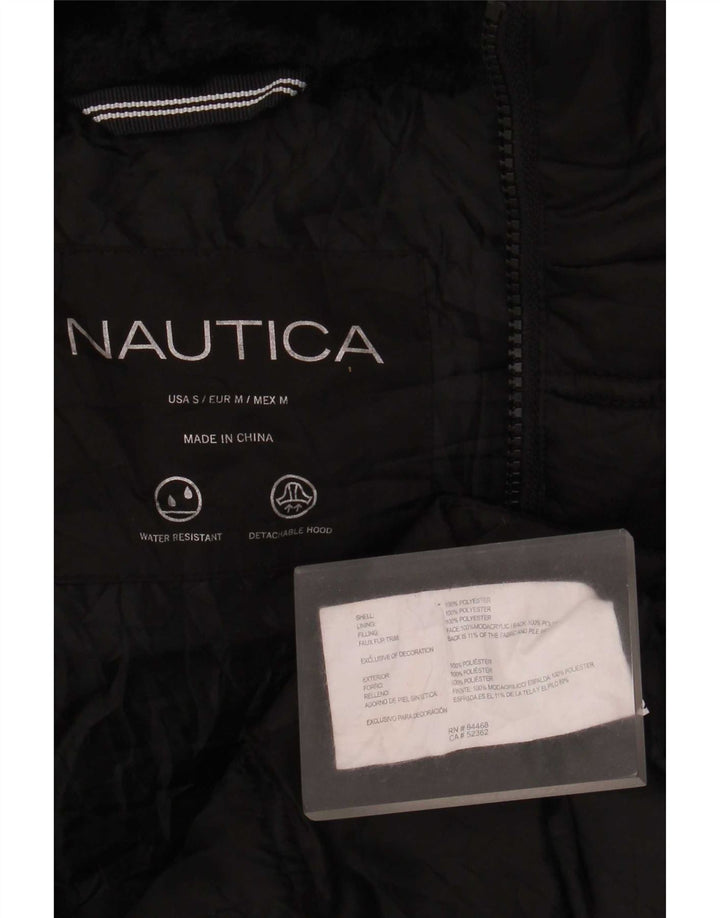 Nautica Dame Hætte Oversized Polstret Jakke UK 10 Lille Sort Polyester