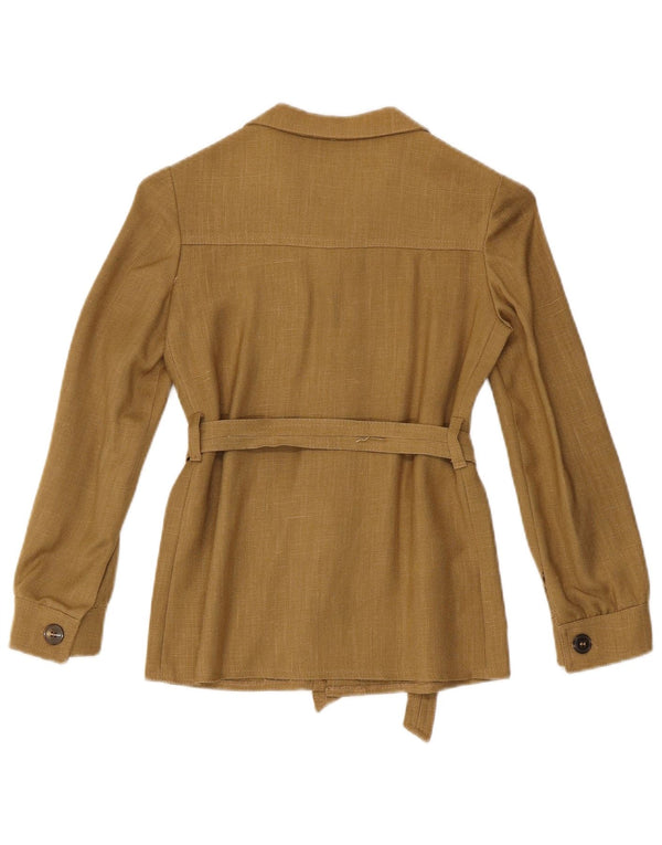 Vintage Dame Overshirt Skjorte IT 34 2XS Khaki Viscose