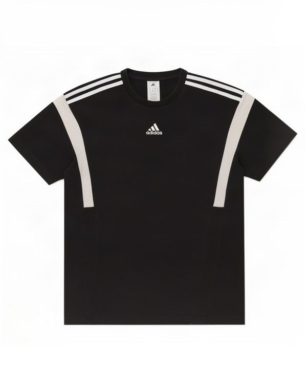 Adidas Herre T-Shirt Top Medium Sort Colourblock Bomuld