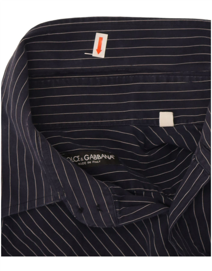 Dolce & Gabbana herreskjorte str. 40 15 3/4 Medium marineblå nålestribe