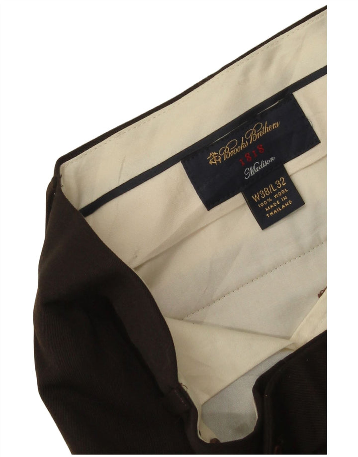 BROOKS BROTHERS Herre Madison Straight Suit Bukser W38 L32 Brun Uld