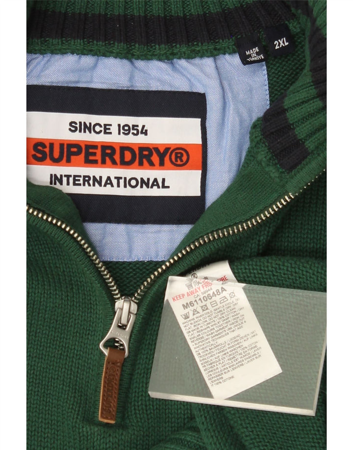 SUPERDRY Sweater med lynlås til mænd 2XL Grøn bomuld