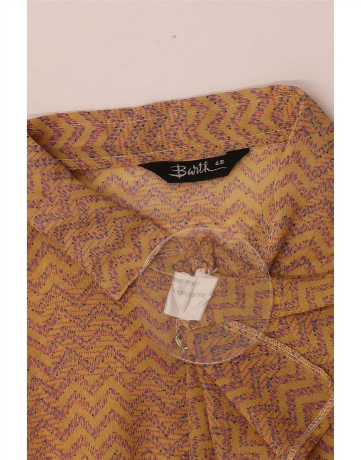 Barth Dame Gennemsigtig Skjorte Bluse IT 48 XL Gul Geometrisk Polyester