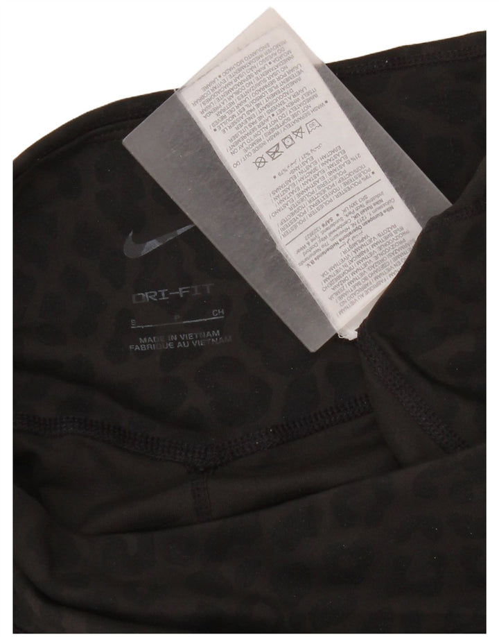 Nike Dame Dri Fit Leggings UK 10 Small Grey Animal Print Polyester