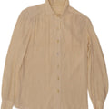 Vintage Dame Gennemsigtig Skjorte Bluse UK 14 Medium Beige