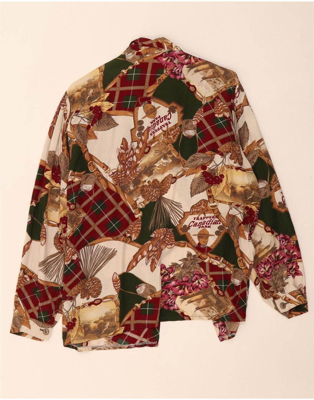 VINTAGE kvinders abstrakt mønster skjortebluse UK 18 XL Flerfarvet