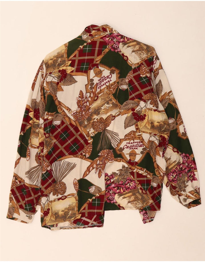 VINTAGE kvinders abstrakt mønster skjortebluse UK 18 XL Flerfarvet