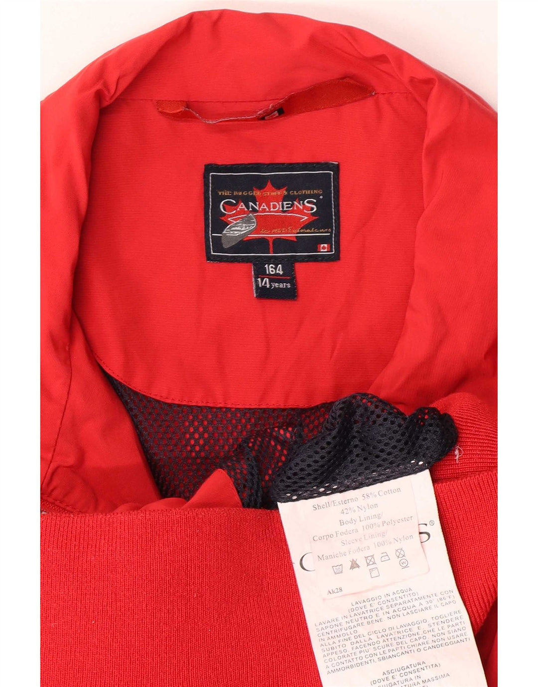 Canadiens Boys Bomber Jacket 13-14 år rød bomuld