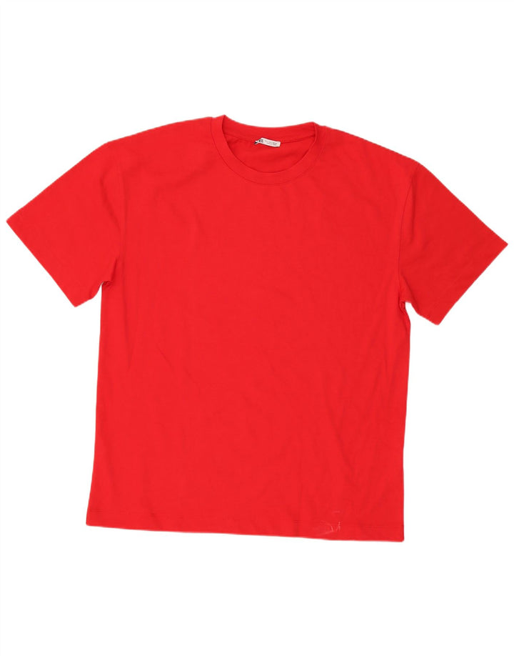 Zara Herre T-Shirt Top Stor Rød Bomuld