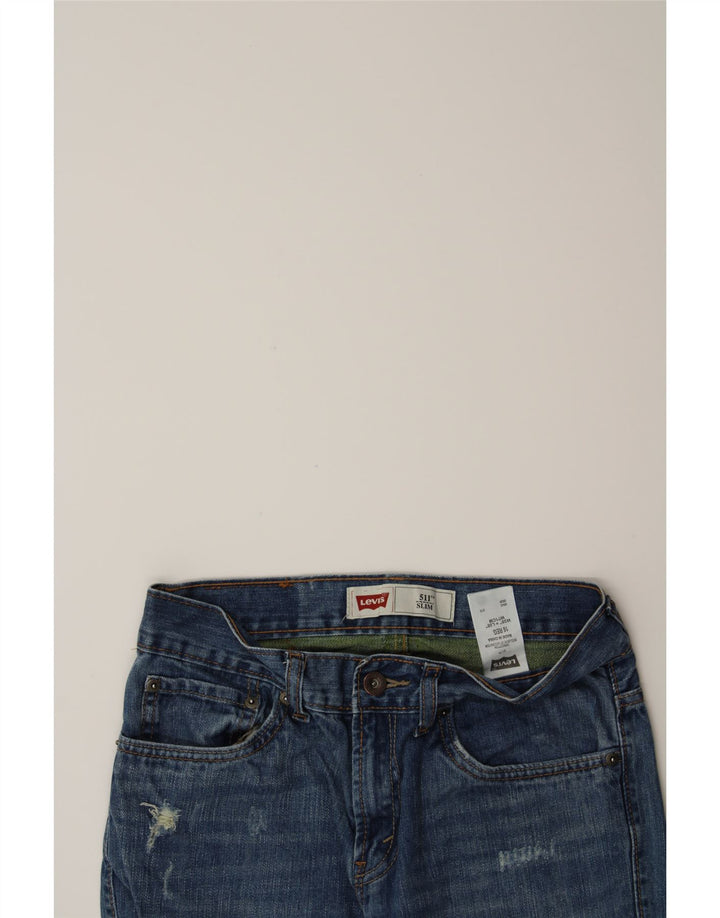 LEVI'S Boys 511 Distressed Slim Jeans 15-16 Years W30 L31 Blue Cotton Vintage Levi's and Second-Hand Levi's from Messina Hembry 