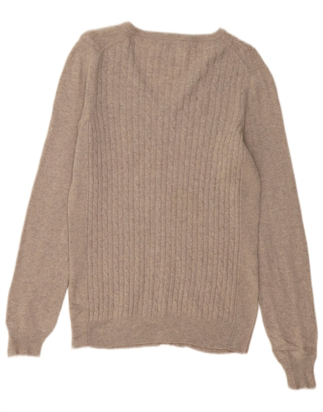 FRED PERRY Dame V-hals sweater UK 12 Medium Grey Uld