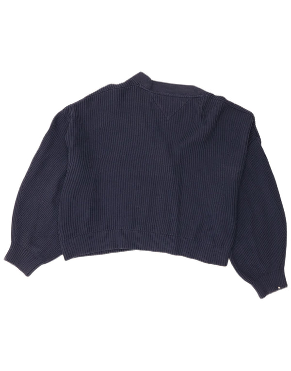 Tommy Hilfiger Womens Crop Oversized cardigan sweater UK 18 XL Navy Blue