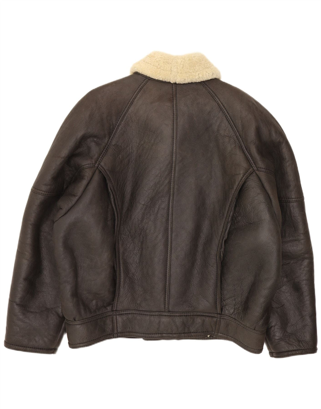 Vintage Shearling-jakke til mænd IT 52 XL brunt læder