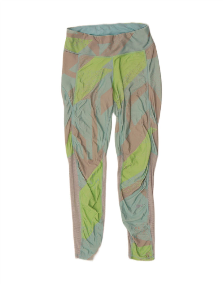 REEBOK Womens Leggings UK 8/10 Small  Green Colourblock Polyester