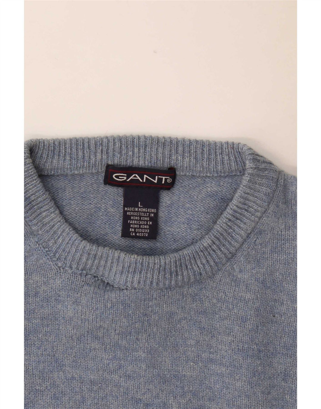 Gant Herre Crew Neck Jumper Sweater Stor Blå Lammeuld