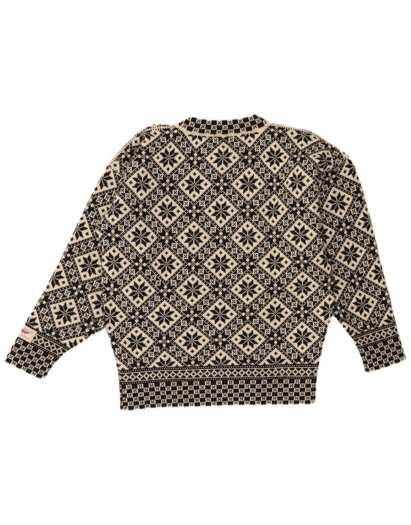 Dale of Norway Womens Crew Neck Jumper Sweater UK 14 Medium Beige Fair Isle