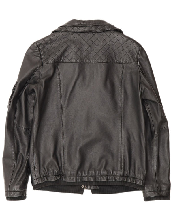Lee Womens Cooper Læderjakke UK 12 Medium Sort