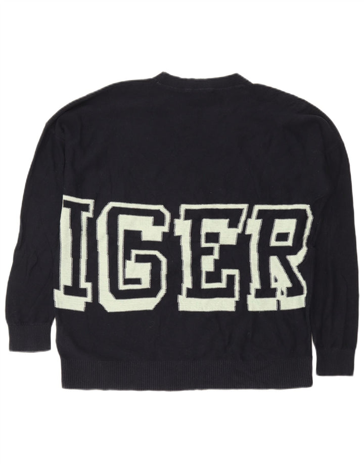 Tommy Hilfiger Dame Boat Neck Jumper Sweater UK 10 Small Navy Blue