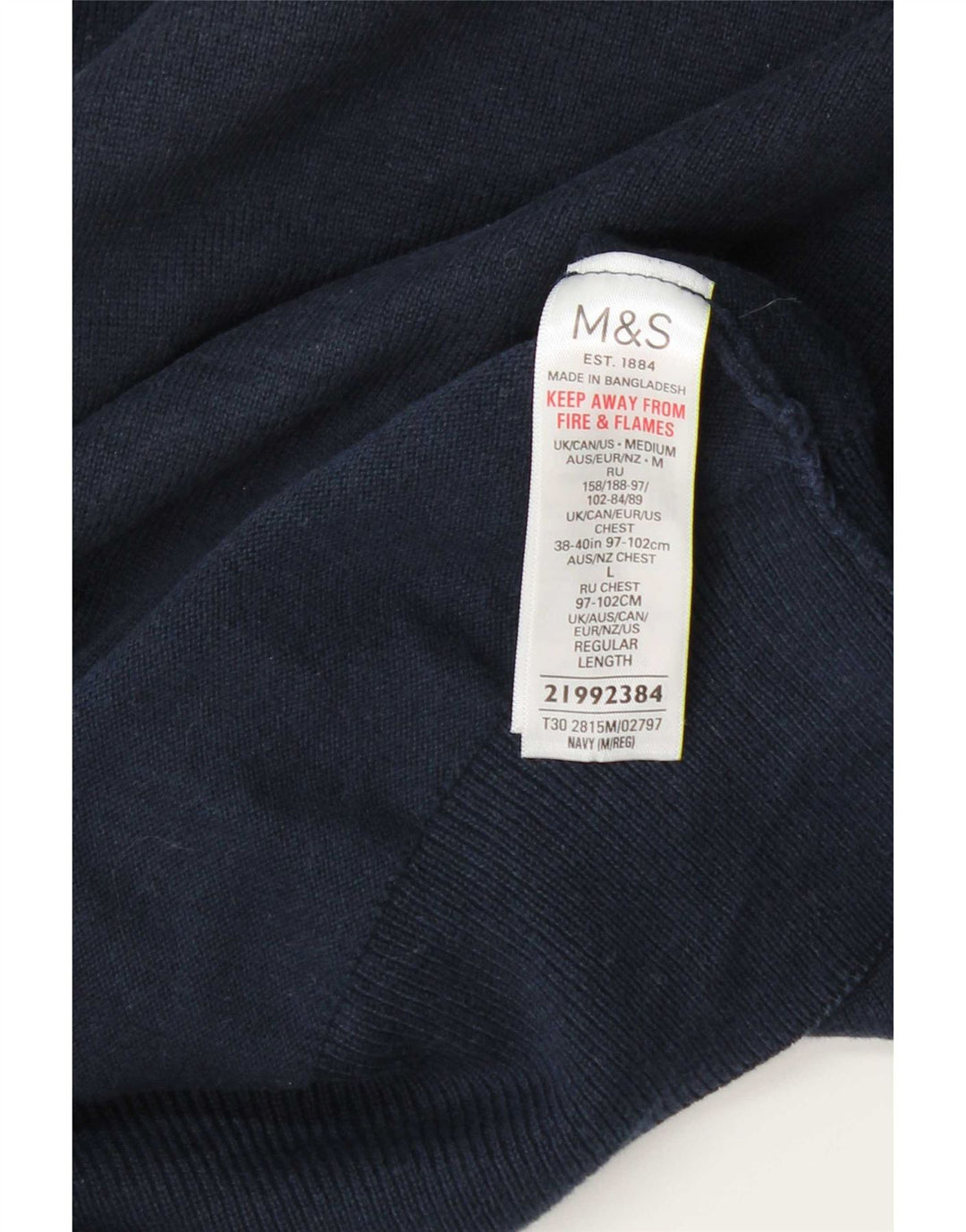 Marks & Spencer Herre sweater med rund hals, medium marineblå bomuld