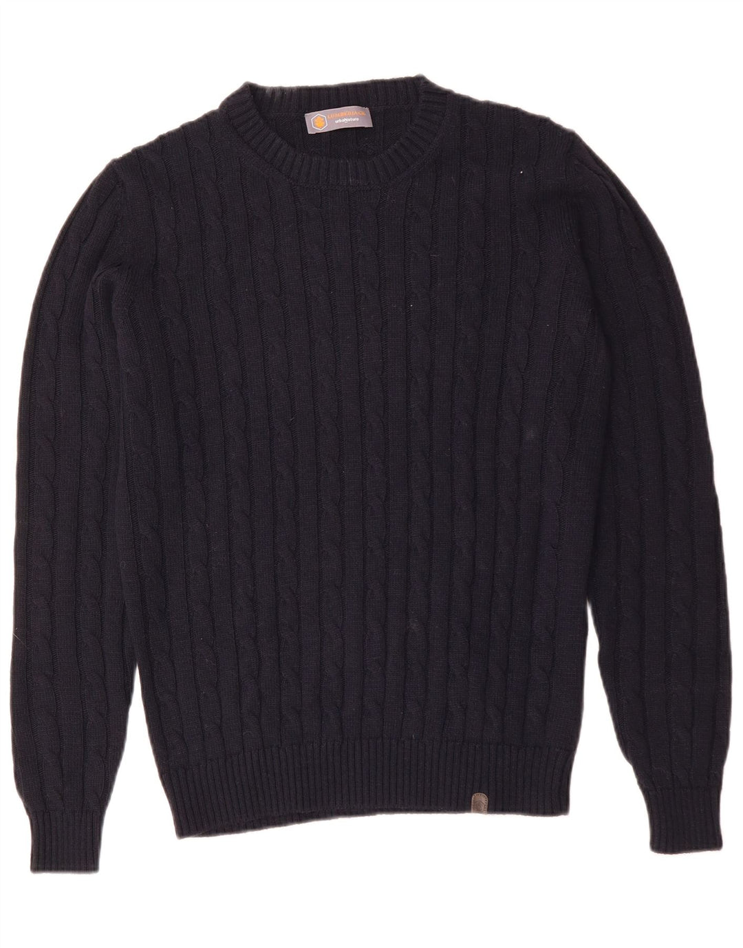 Vintage herre rund hals sweater medium marineblå akryl