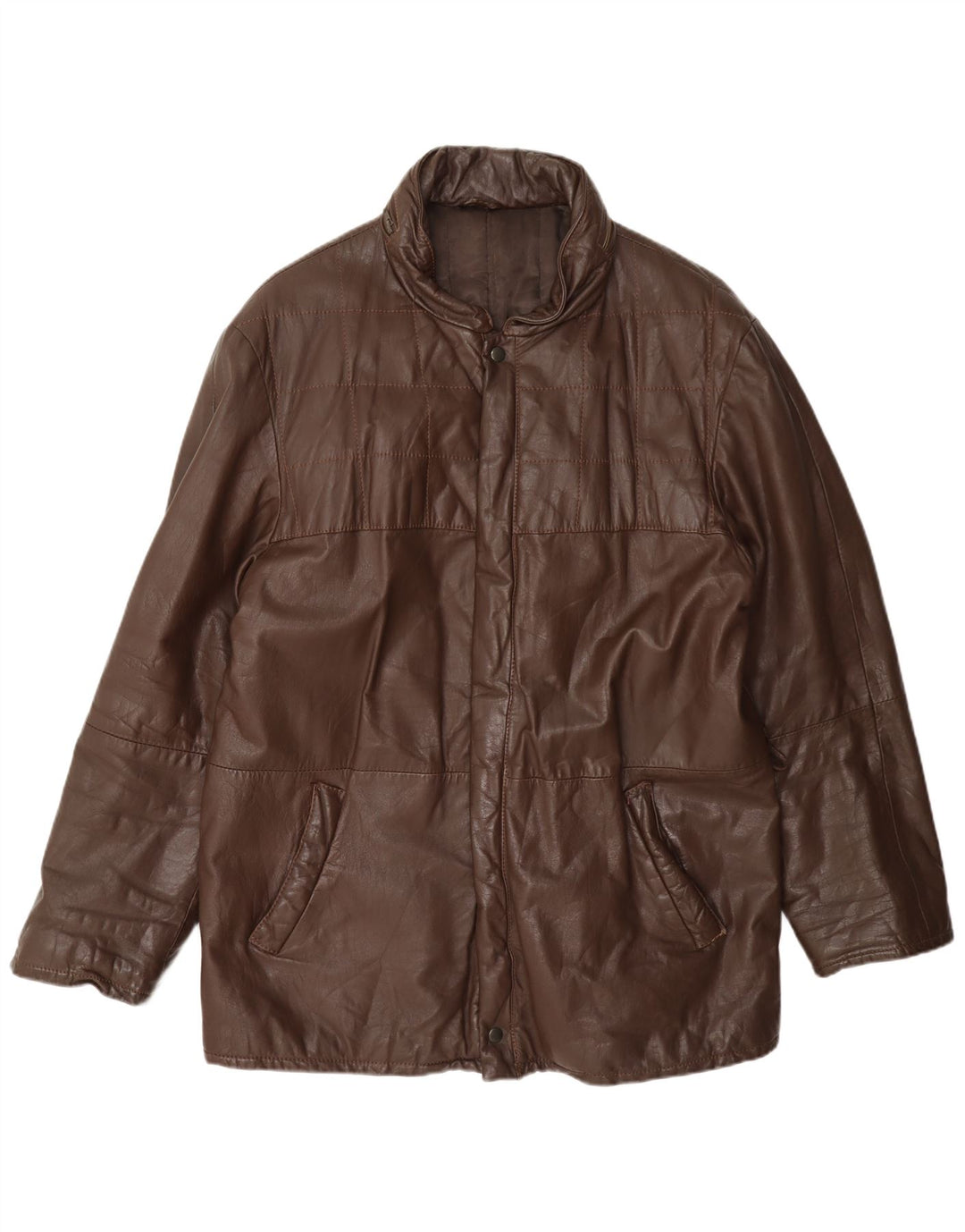 Vintage læderjakke til mænd med hætte UK 38 Medium Brun