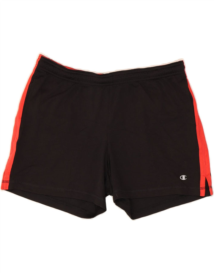 CHAMPION Womens Sport Shorts UK 14 Medium  Black Colourblock Polyester Vintage Champion and Second-Hand Champion from Messina Hembry 