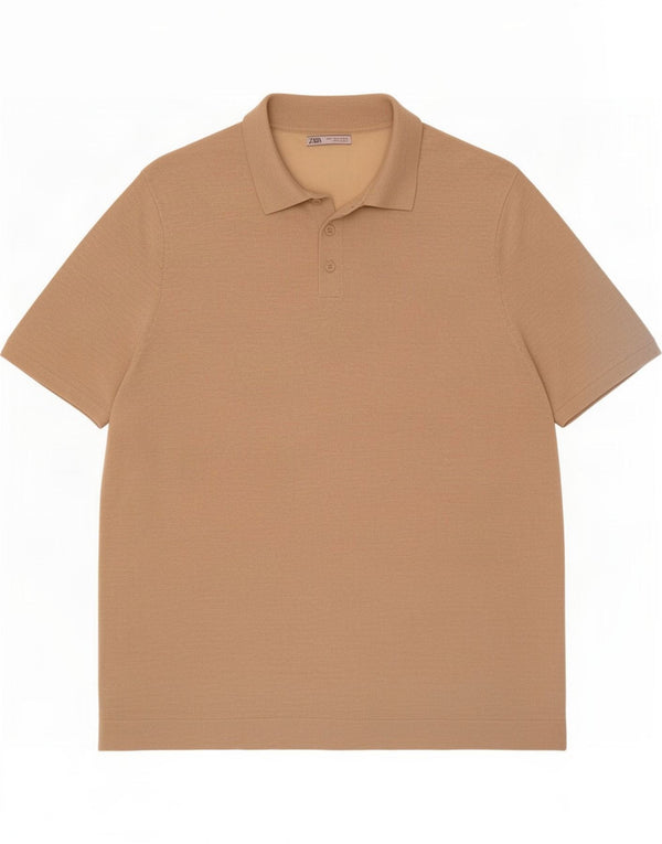 Zara Polo Shirt til mænd Large Beige Ramie
