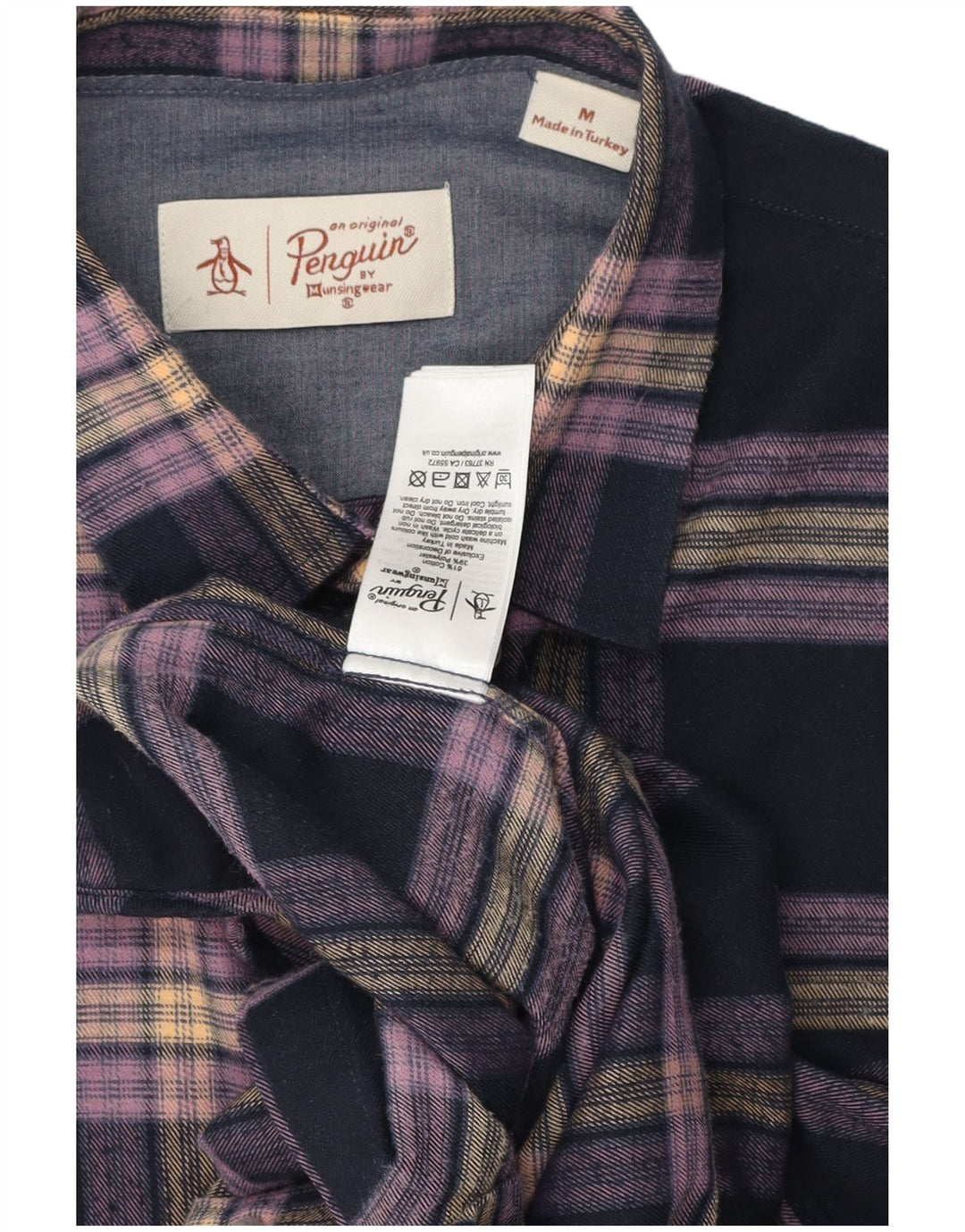 Penguin Herre Flanelskjorte Medium Navyblå Ternet Bomuld
