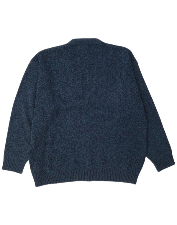 Four Seasons Herre Cardigan Sweater XL Navy Blue Flecked Acryl