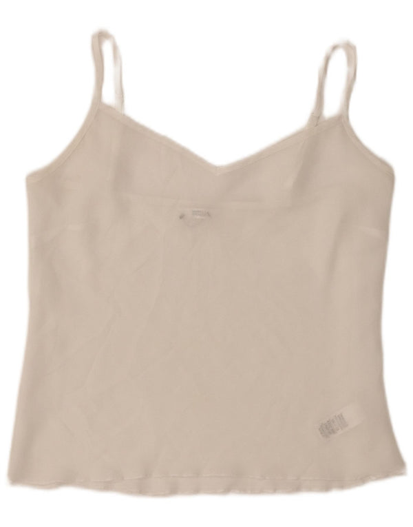 Marks & Spencer Dame Se Through Cami Top UK 12 Medium White Polyester