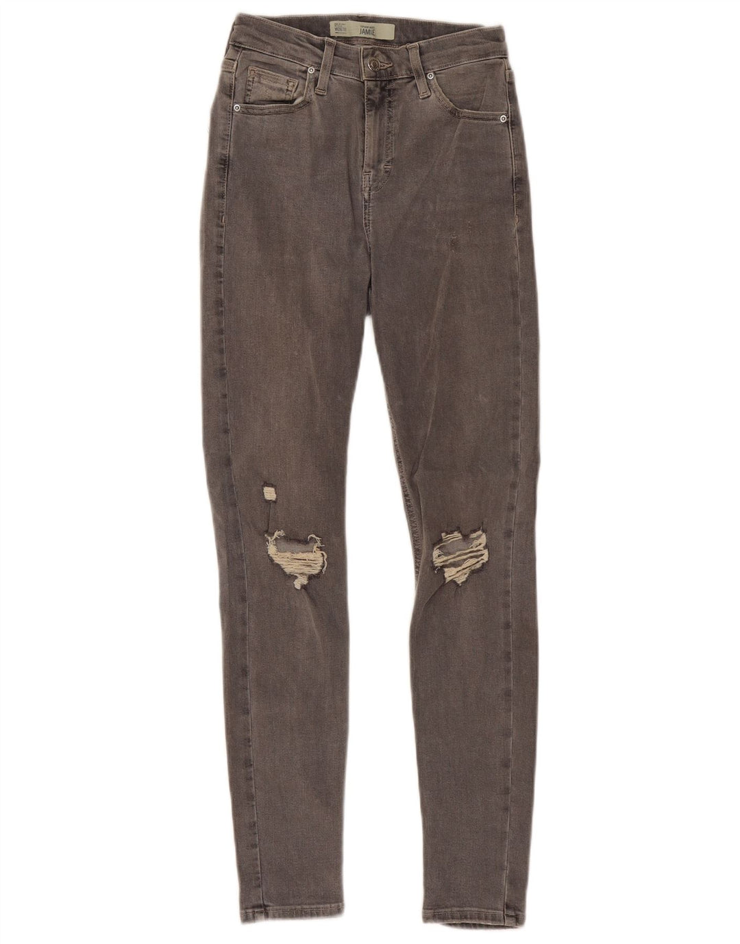 TOPSHOP Dame Distressed Skinny Jeans W26 L27 Grå Bomuld