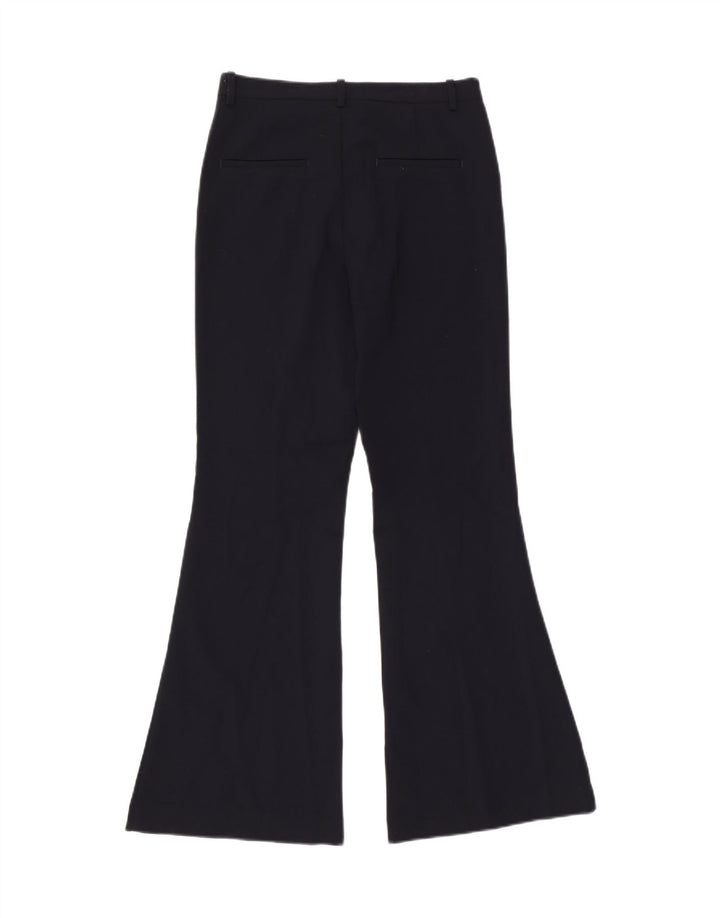 Zara Dame Flare Casual Bukser Small W26 L32 Navy Blue Polyester