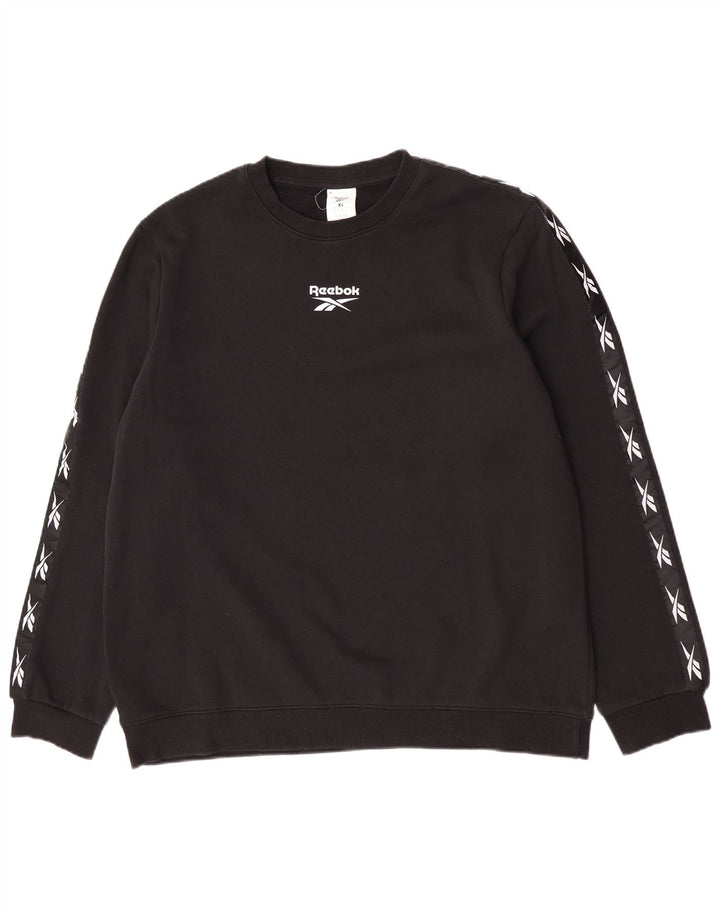 Reebok Herre Grafisk Sweatshirt Jumper XL Sort Bomuld