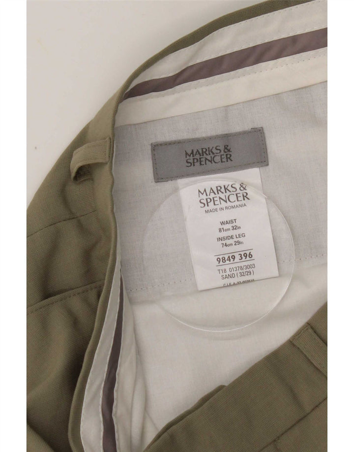 Marks & Spencer Herre Pegged Suit Bukser W32 L29 Khaki Polyester