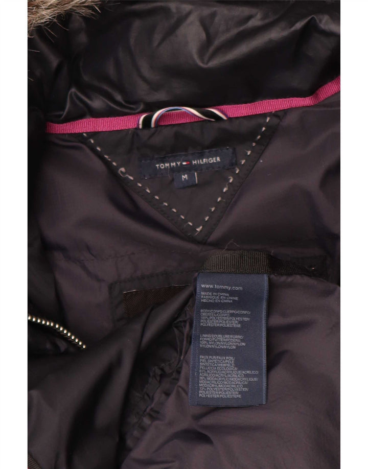 Tommy Hilfiger Dame Hætte Polstret Frakke UK 14 Medium Navy Blue Polyester